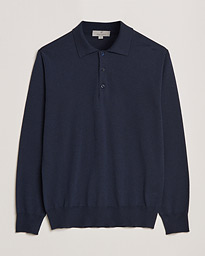  Merino Wool Knitted Polo Navy