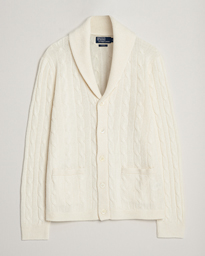  Cashmere Cable Shawl Collar Cardigan Cream