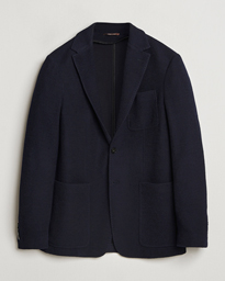  Structured Wool Jersey Blazer Navy