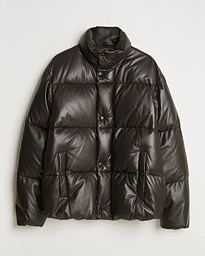  Leather Down Puffer Jacket Deep Brown