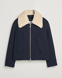  Wool Shearling Bomber Jacket Navy