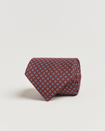  3-Fold Printed Silk Tie Burgundy