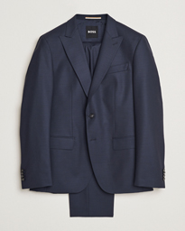  Huge Wool Peak Lapel Suit Dark Blue