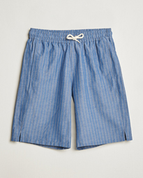  Paul Cotton/Linen Striped Drawstring Shorts Blue