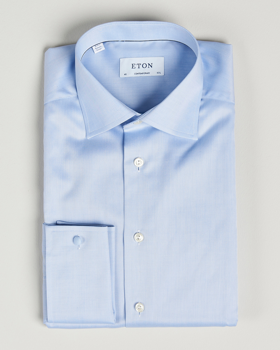 Men | | Eton | Contemporary Fit Shirt Double Cuff Blue