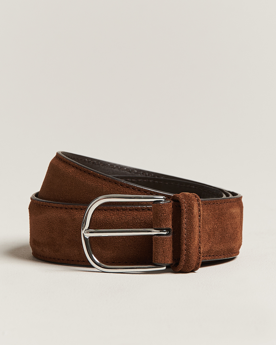 Men | Anderson's Suede 3,5 cm Belt Brown 85 | Anderson's | Suede 3,5 cm Belt Brown 85