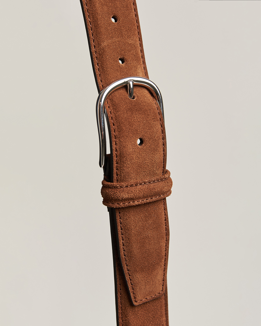 Men | Anderson's Suede 3,5 cm Belt Brown 85 | Anderson's | Suede 3,5 cm Belt Brown 85