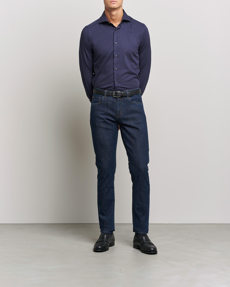 Men | Jeans | Canali | Slim Fit Stretch Jeans Dark Blue Wash 46