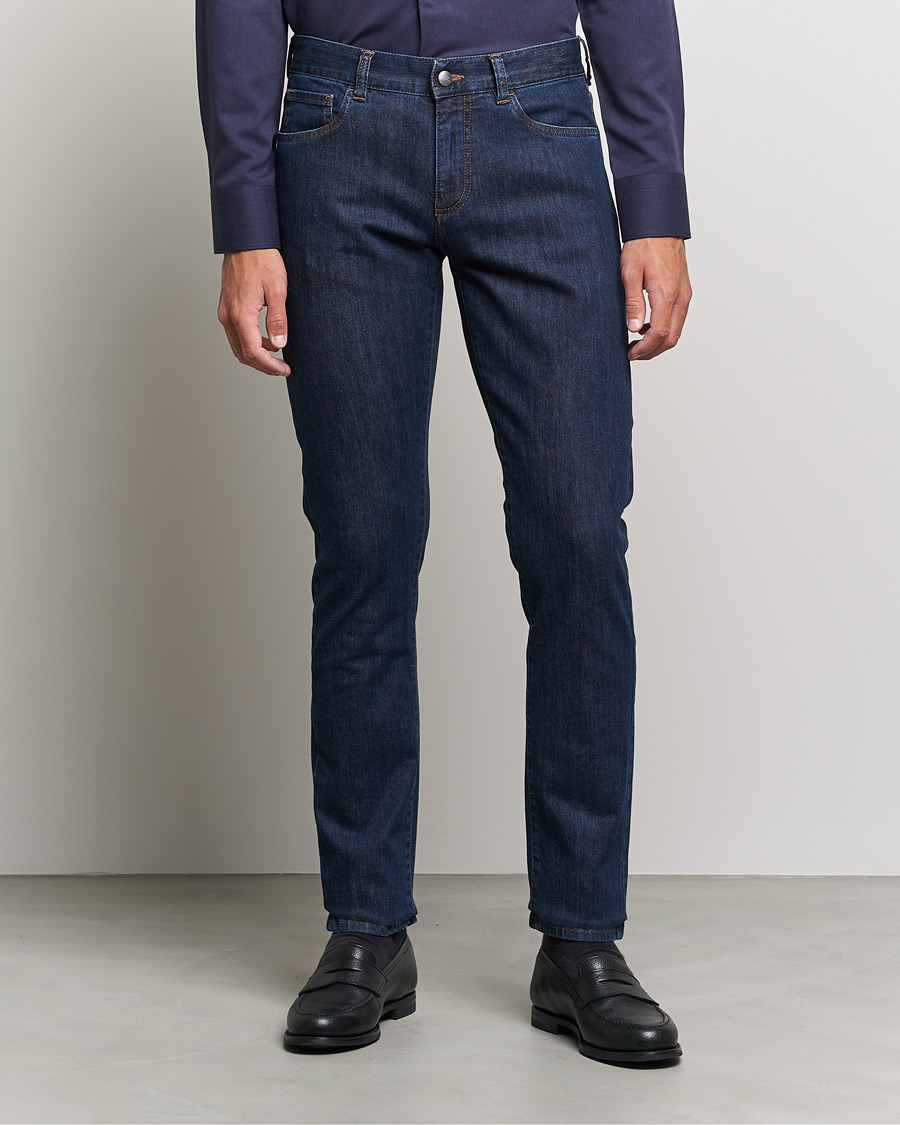 Men | Jeans | Canali | Slim Fit Stretch Jeans Dark Blue Wash 46