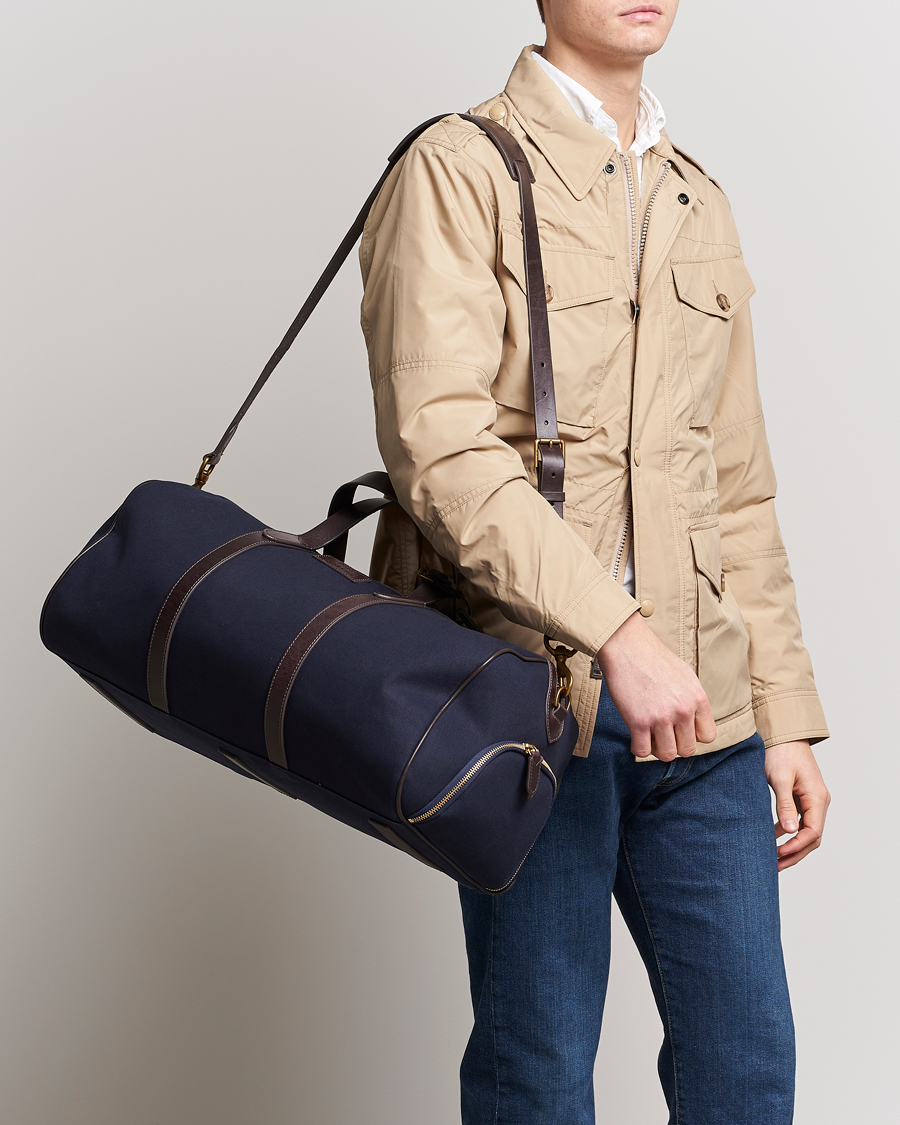 Men | Polo Ralph Lauren Canvas/Leather Dufflebag Aviator Navy/Brown | Polo Ralph Lauren | Canvas/Leather Dufflebag Aviator Navy/Brown