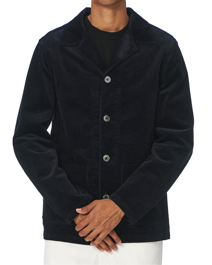 Men | Coats & Jackets | Oscar Jacobson | Hampus Corduroy Shirt Jacket Navy
