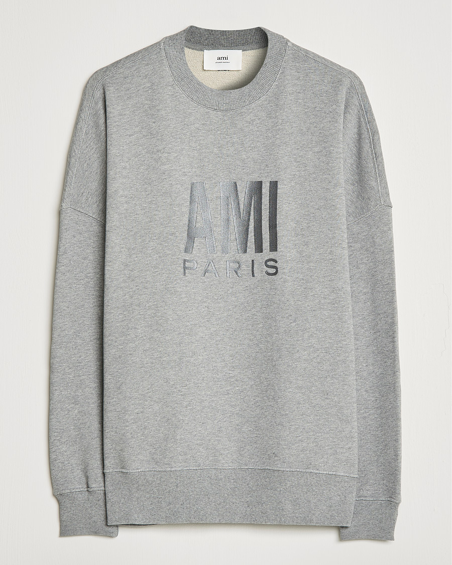 Men | Sweaters & Knitwear | AMI | Oversize Logo Sweatshirt Heather Grey