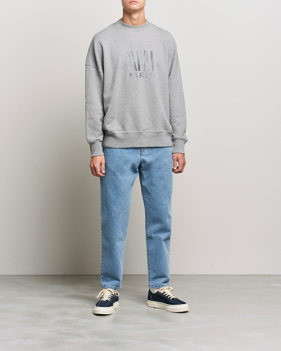 Men | Sweaters & Knitwear | AMI | Oversize Logo Sweatshirt Heather Grey