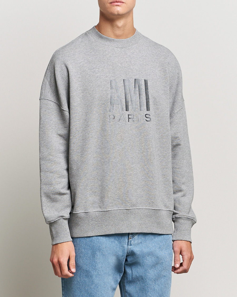 Men | Sweaters & Knitwear | AMI | Oversize Logo Sweatshirt Heather Grey