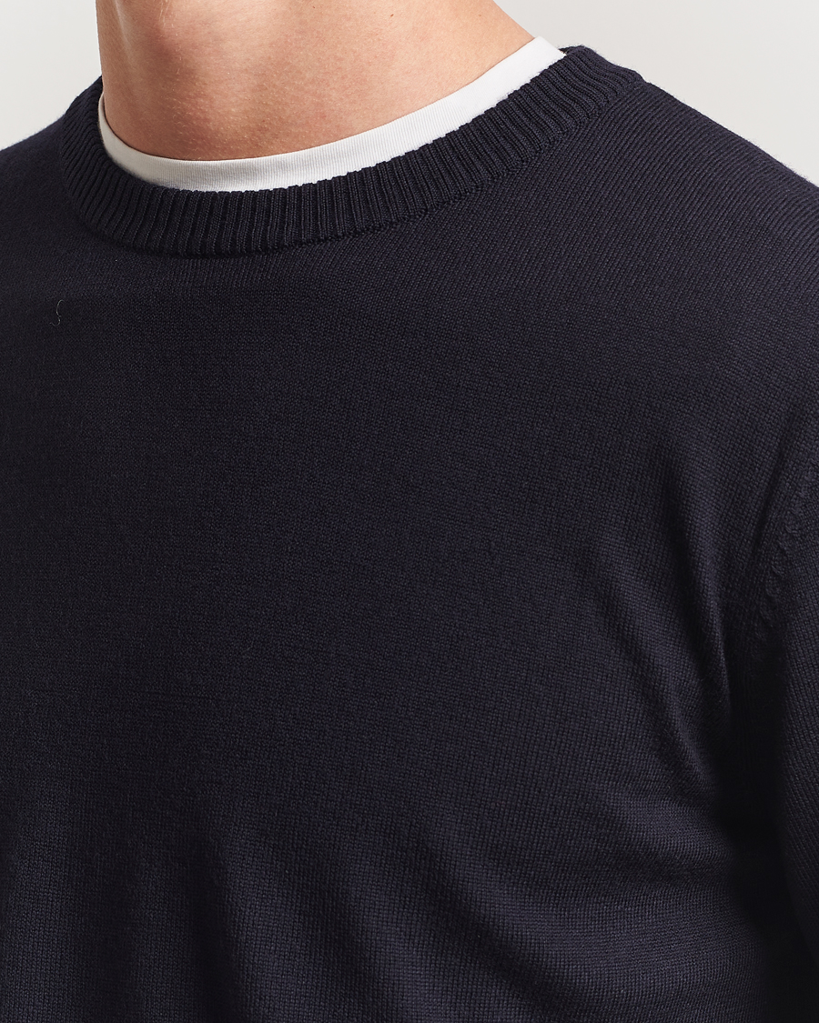 Men | Sweaters & Knitwear | A Day's March | Álagon Merino Crew Navy