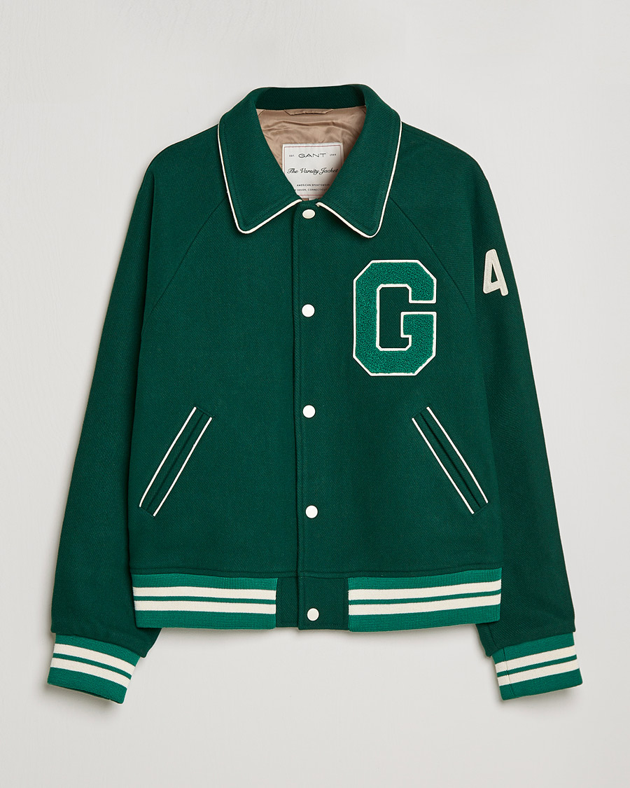 Men | Coats & Jackets | GANT | College G Varisty Jacket Forest Green