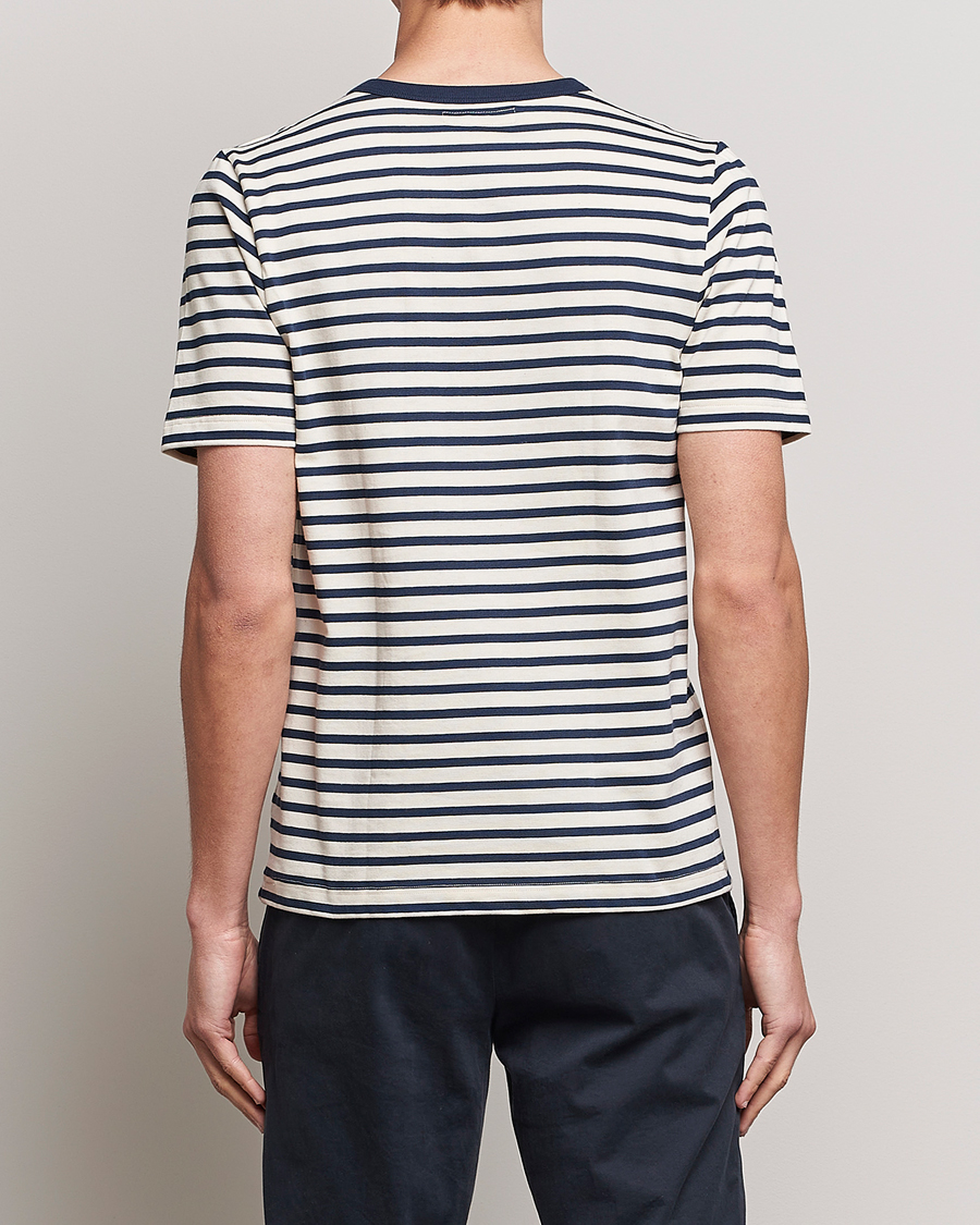 Men | T-Shirts | Merz b. Schwanen | Relaxed Fit Striped Sturdy T-Shirt Ink/Nature