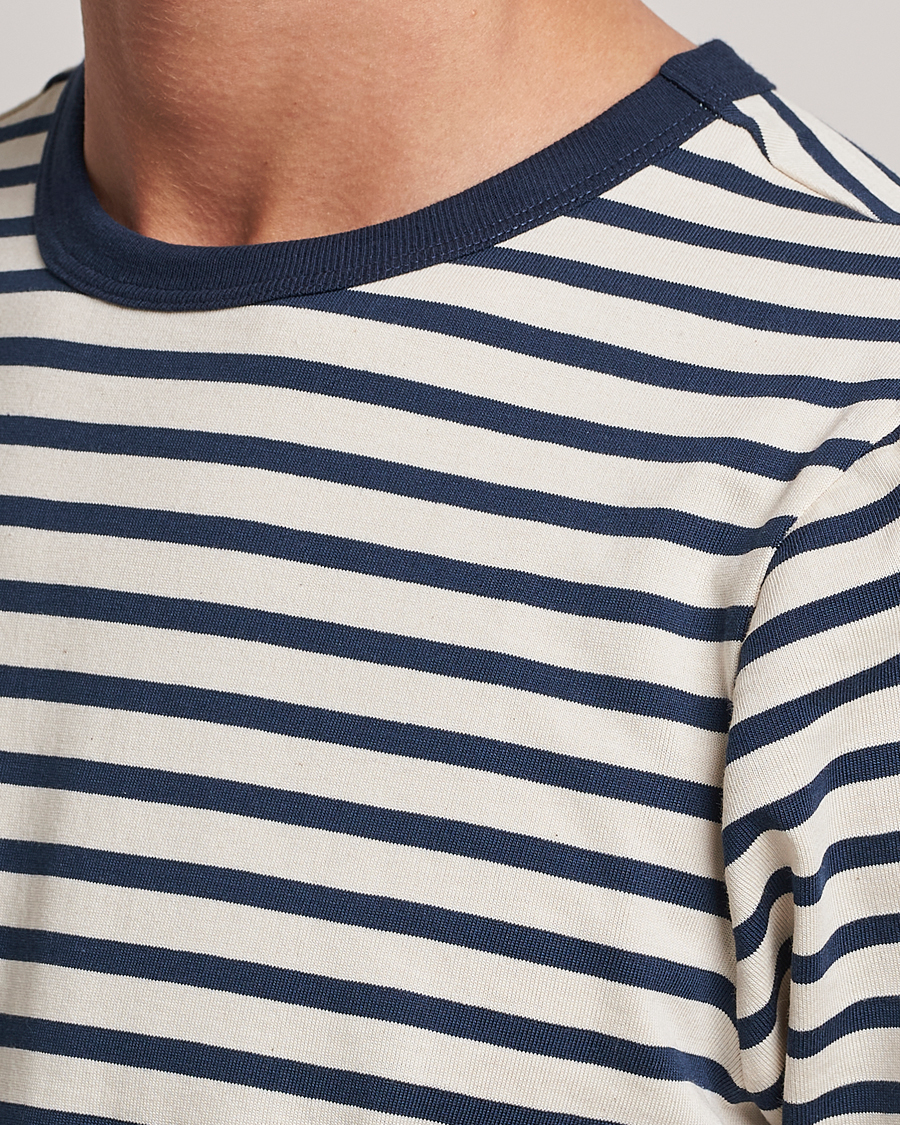 Men | T-Shirts | Merz b. Schwanen | Relaxed Fit Striped Sturdy T-Shirt Ink/Nature