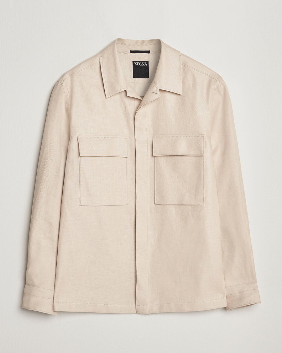 Men | Shirts | Zegna | Linen Shirt Jacket Beige