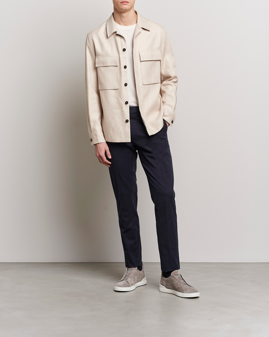 Men | Shirts | Zegna | Linen Shirt Jacket Beige