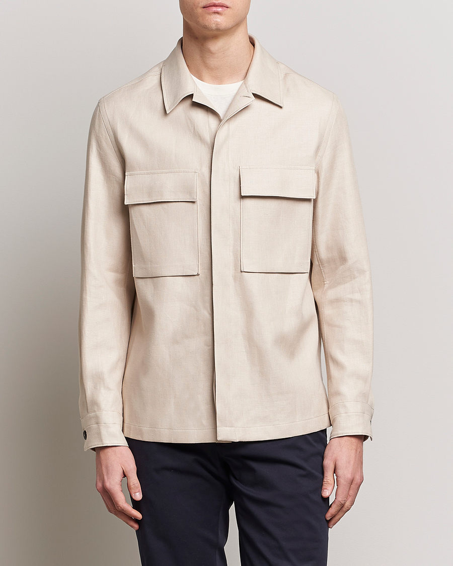 Men | Shirts | Zegna | Linen Shirt Jacket Beige