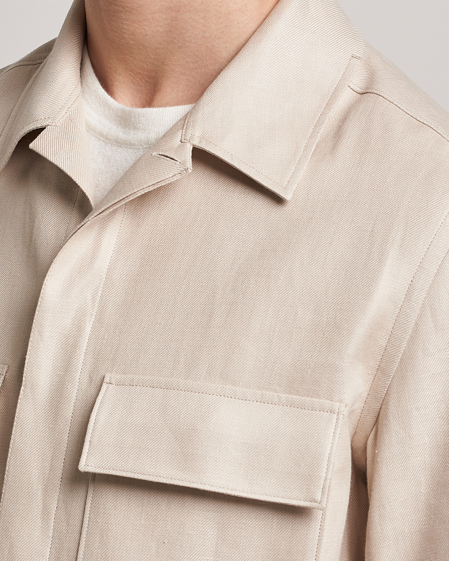 Men | Shirts | Zegna | Linen Shirt Jacket Beige