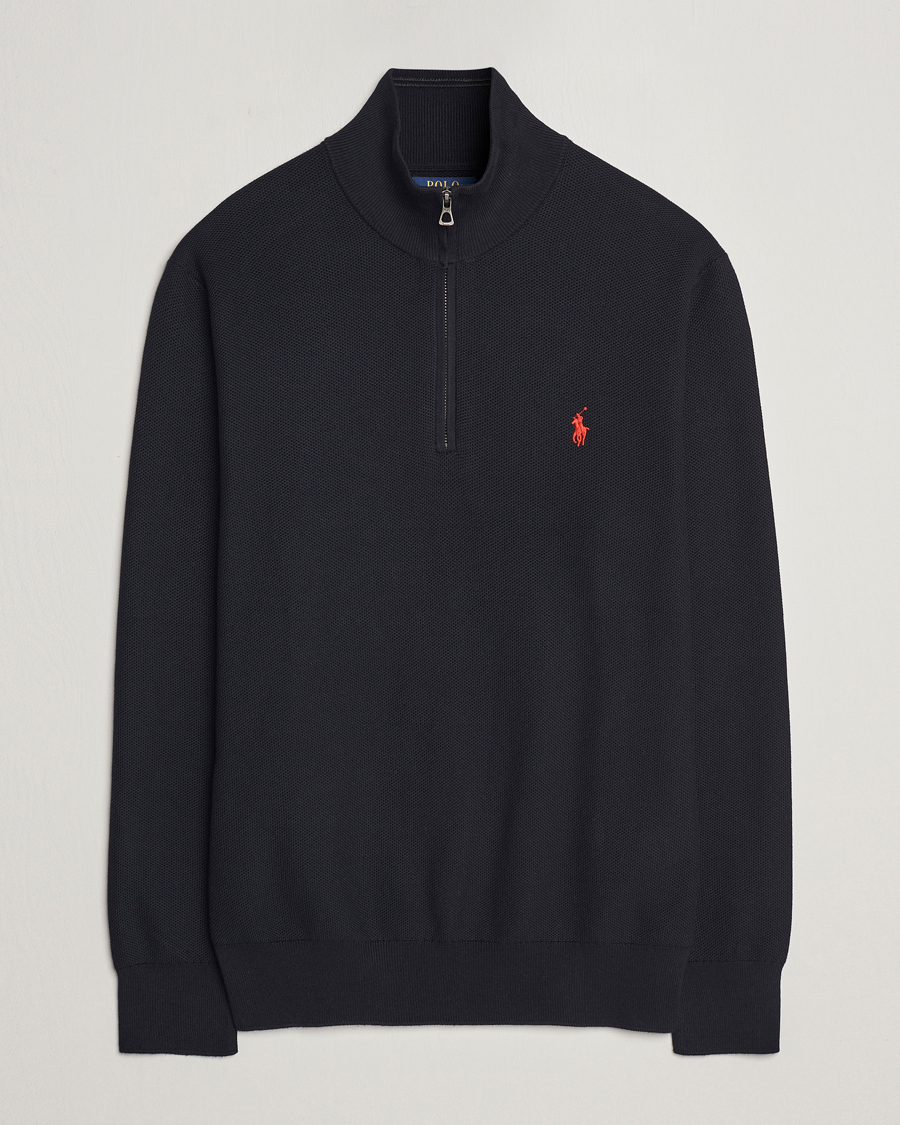 Men | Sweaters & Knitwear | Polo Ralph Lauren | Textured Half-Zip Black