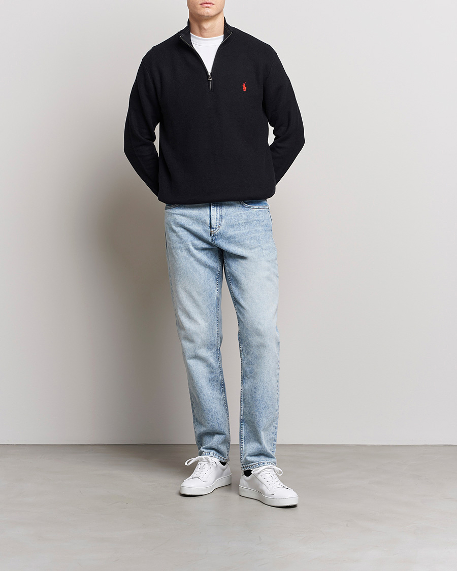 Men | Sweaters & Knitwear | Polo Ralph Lauren | Textured Half-Zip Black
