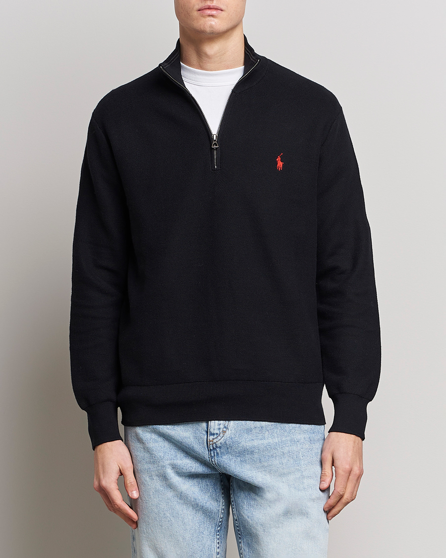 Men | Sweaters & Knitwear | Polo Ralph Lauren | Textured Half-Zip Black