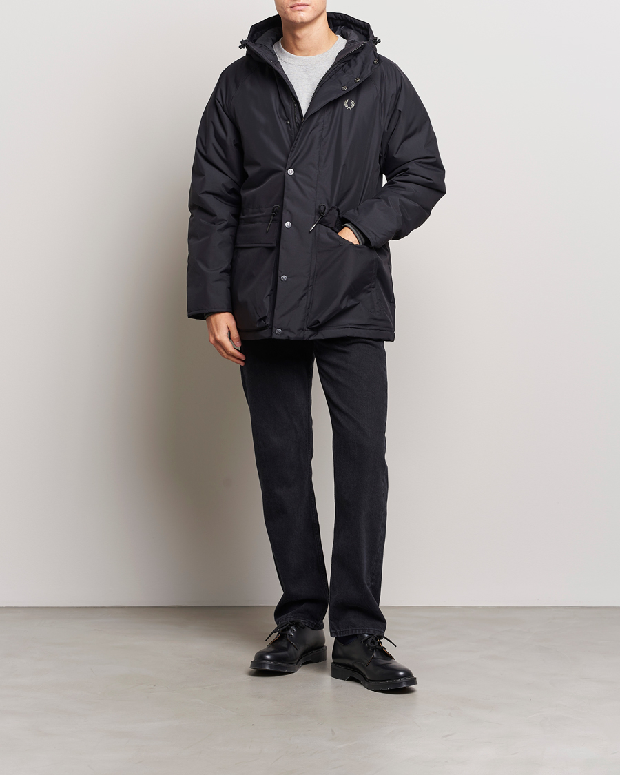 Men | Coats & Jackets | Fred Perry | Padded Zip Through Parka Black
