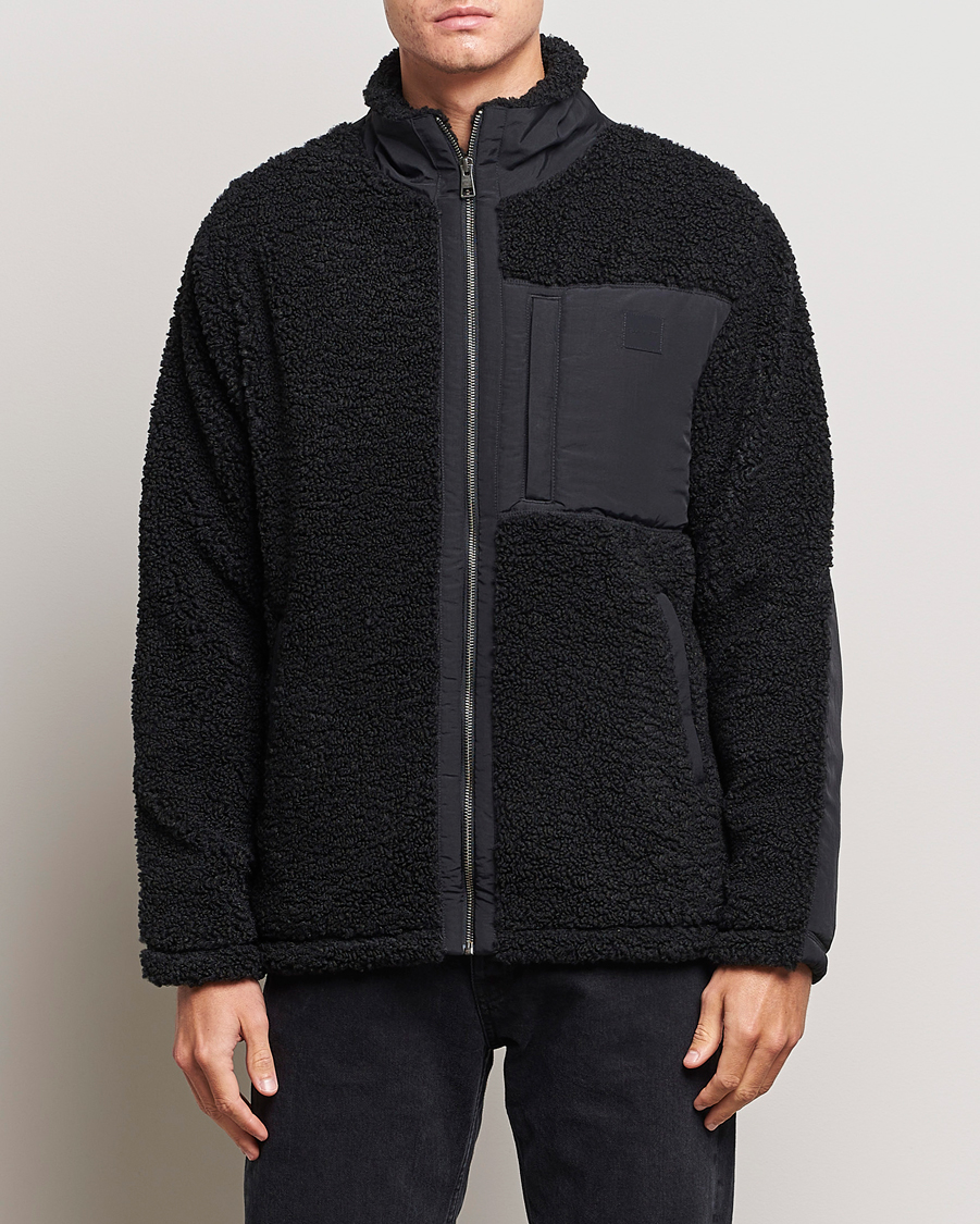 Men | Sweaters & Knitwear | GANT | Sherpa Fleece Full Zip Black
