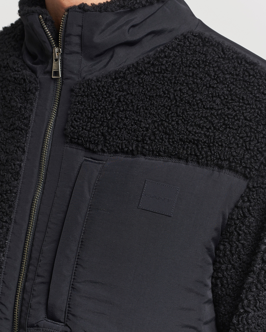 Men | Sweaters & Knitwear | GANT | Sherpa Fleece Full Zip Black