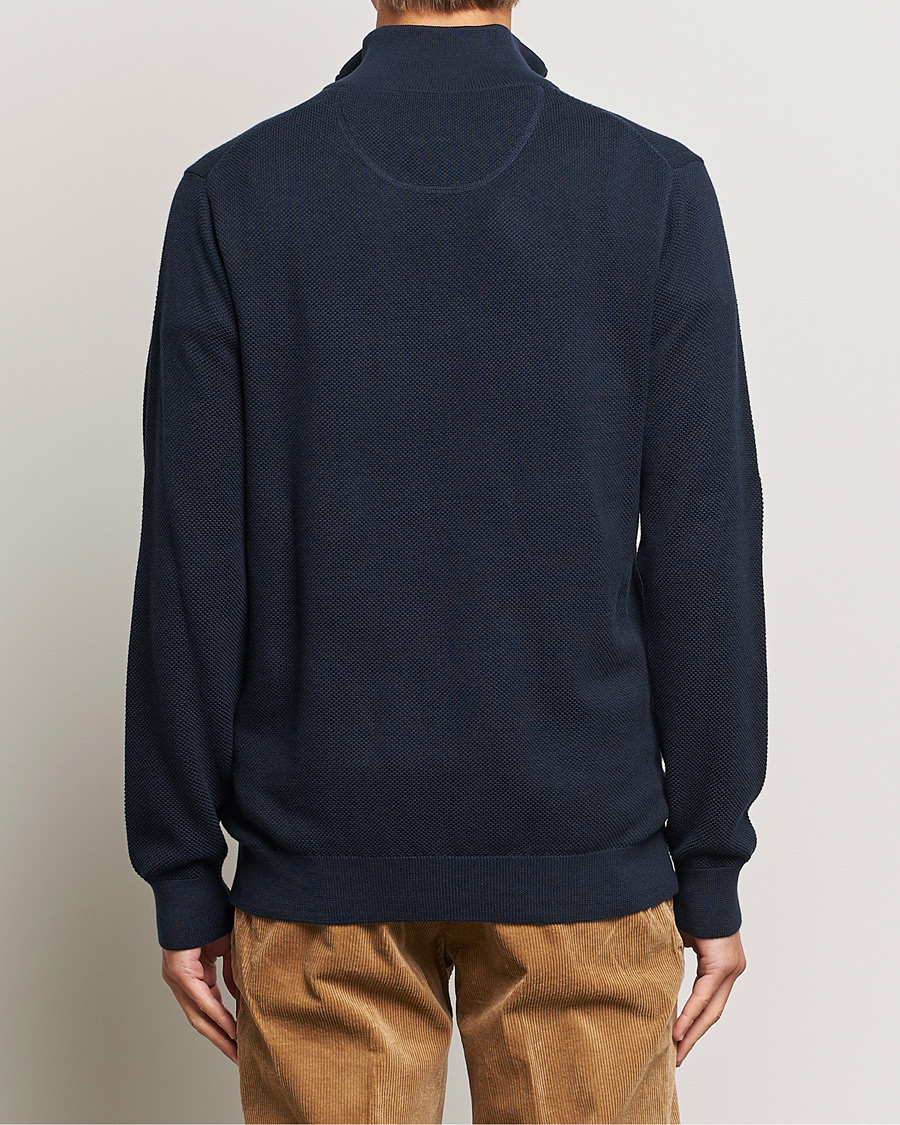 Men | Sweaters & Knitwear | GANT | Cotton Pique Half Zip Evening Blue