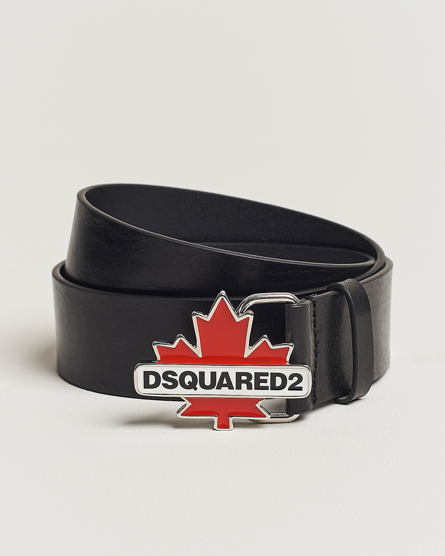 Men | Dsquared2 Leaf Plaque Belt Black | Dsquared2 | Leaf Plaque Belt Black