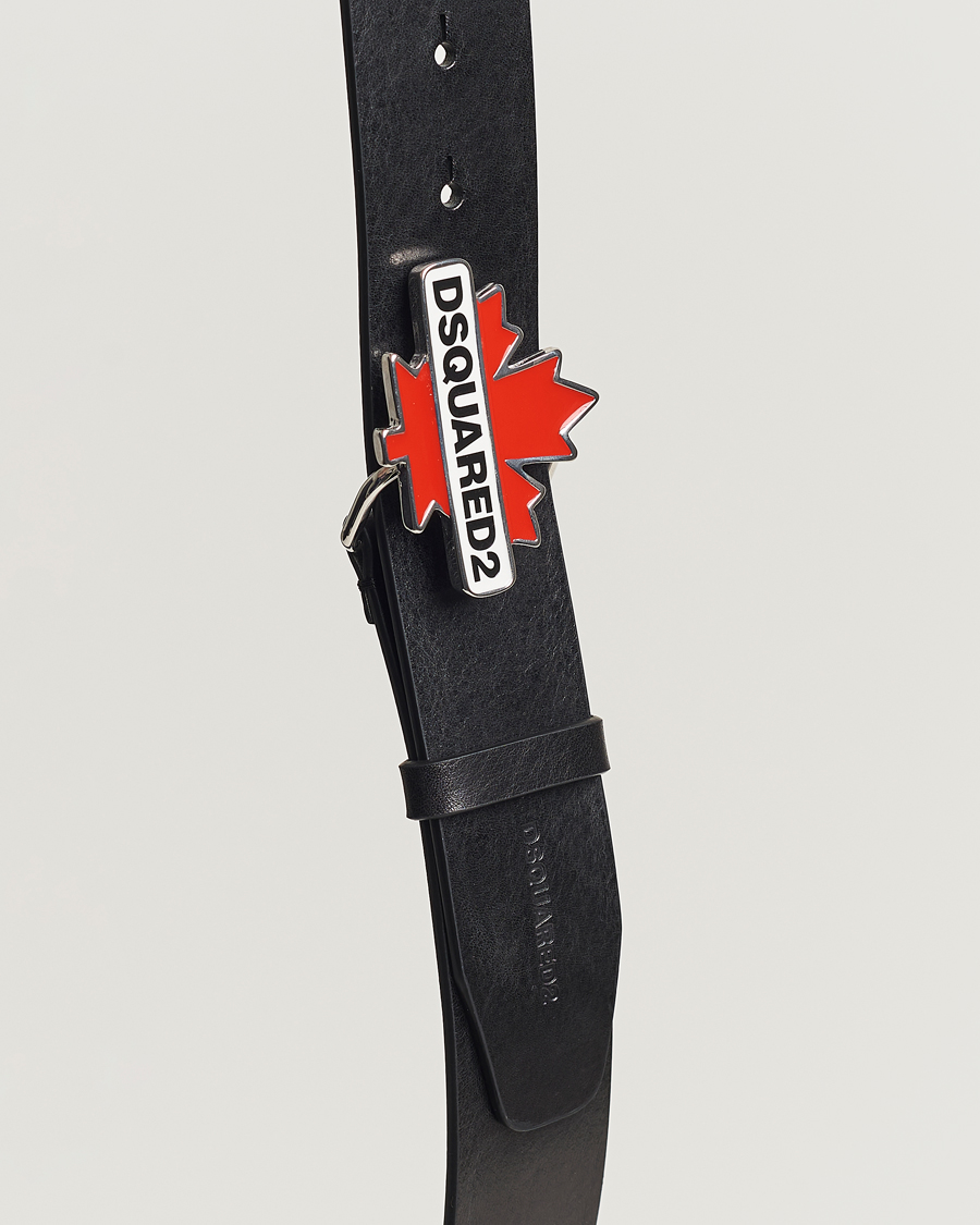 Men | Dsquared2 Leaf Plaque Belt Black | Dsquared2 | Leaf Plaque Belt Black