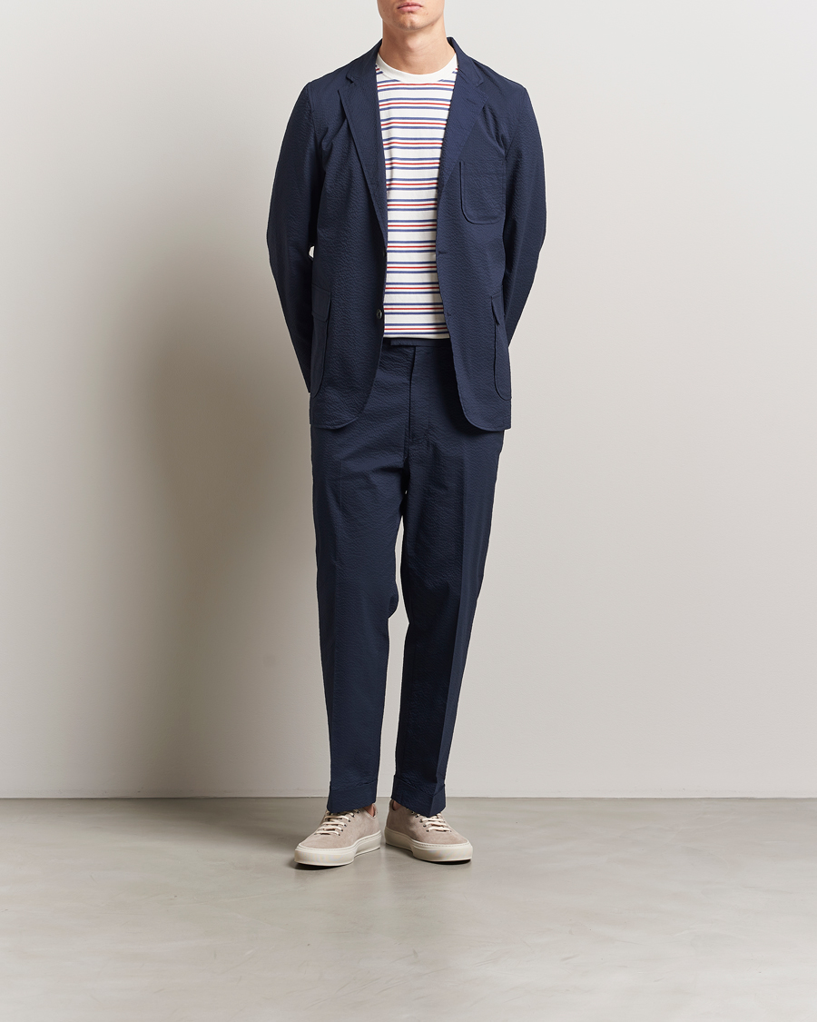 Men | Blazers | BEAMS PLUS | Seersucker Blazer Navy