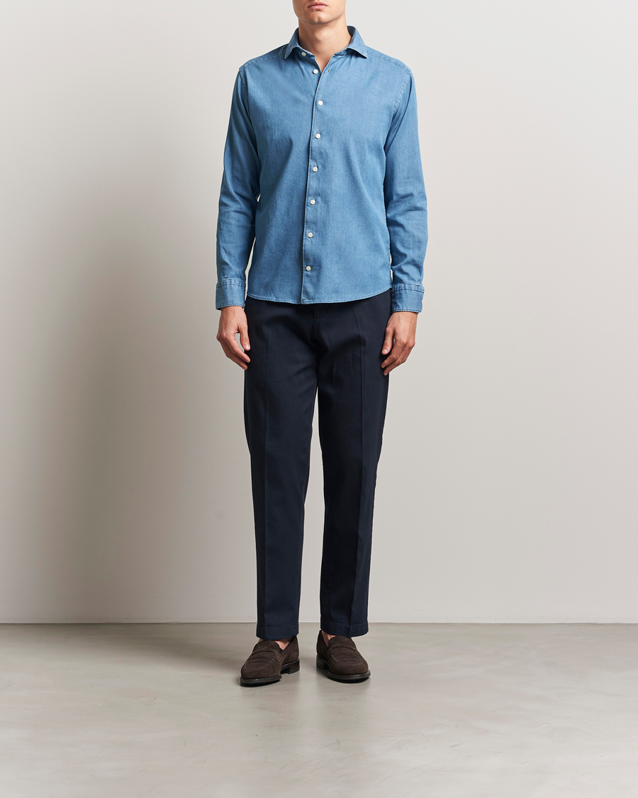 Men | Shirts | Eton | Slim Fit Denim Shirt Mid Blue