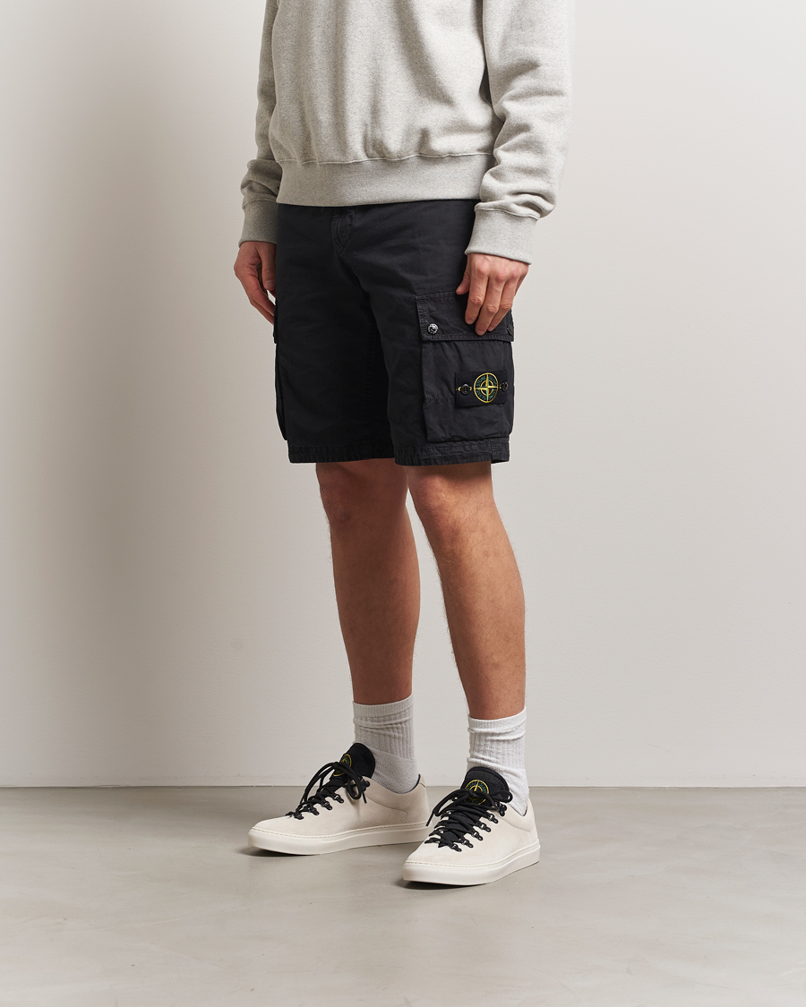 Men | Shorts | Stone Island | Brushed Cotton Canvas Cargo Shorts Black
