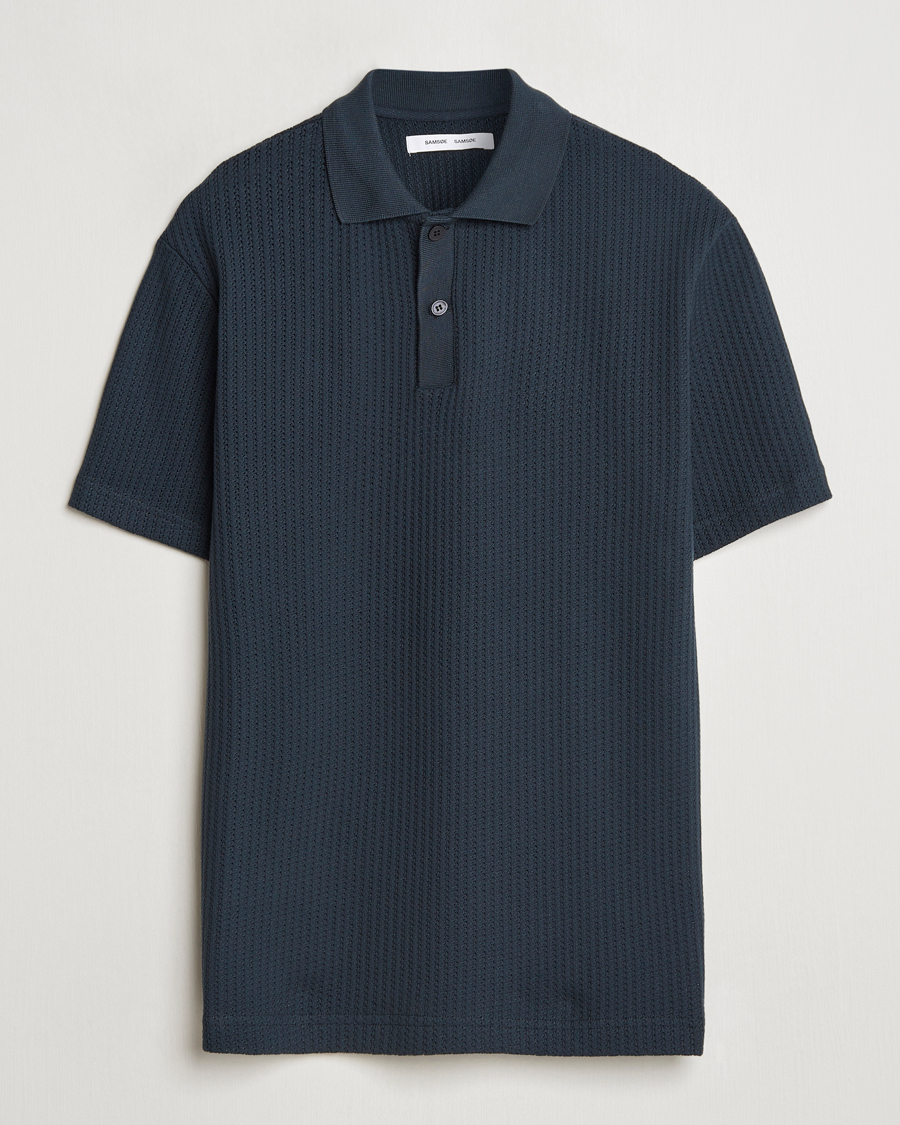 Men | Polo Shirts | Samsøe Samsøe | Jase Structured Knitted Polo Salute Navy
