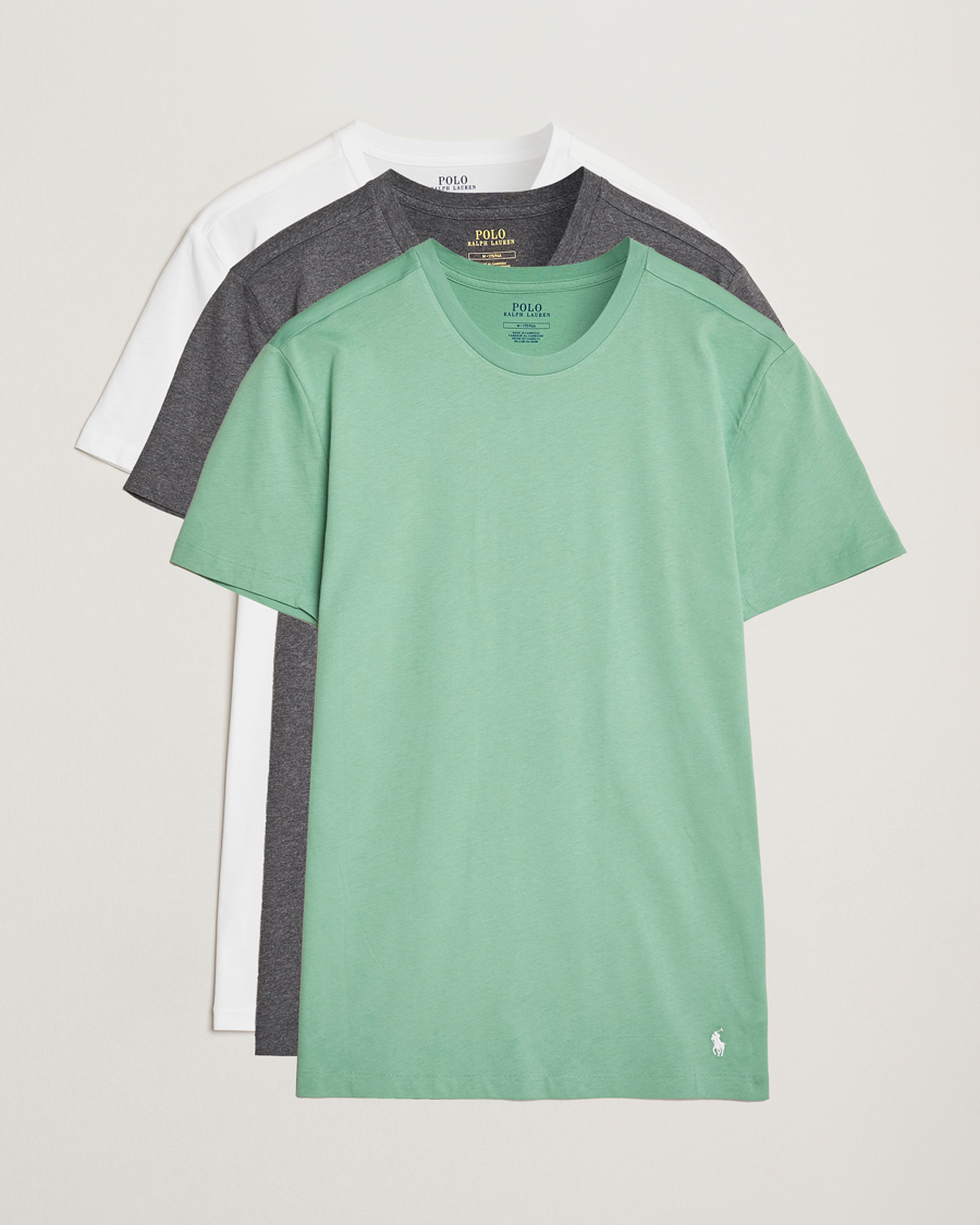 Men | T-Shirts | Polo Ralph Lauren | 3-Pack Crew Neck T-Shirt Grey/Green/White