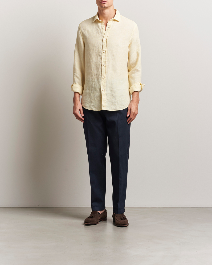 Men | Shirts | Charles Tyrwhitt | Pure Linen Slim Fit Shirt Lemon