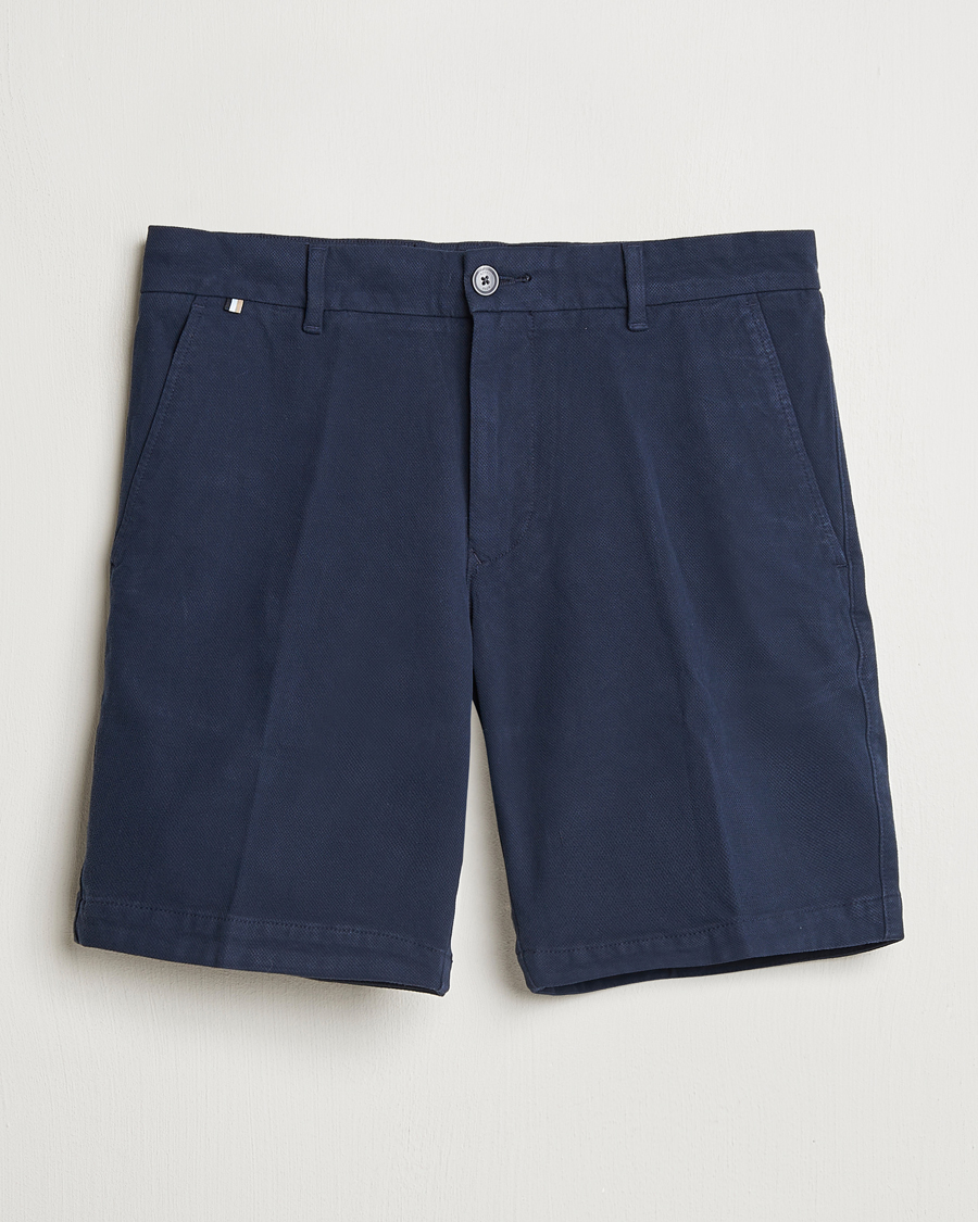 Men | Shorts | BOSS BLACK | Slice Structured Cotton Shorts Dark Blue