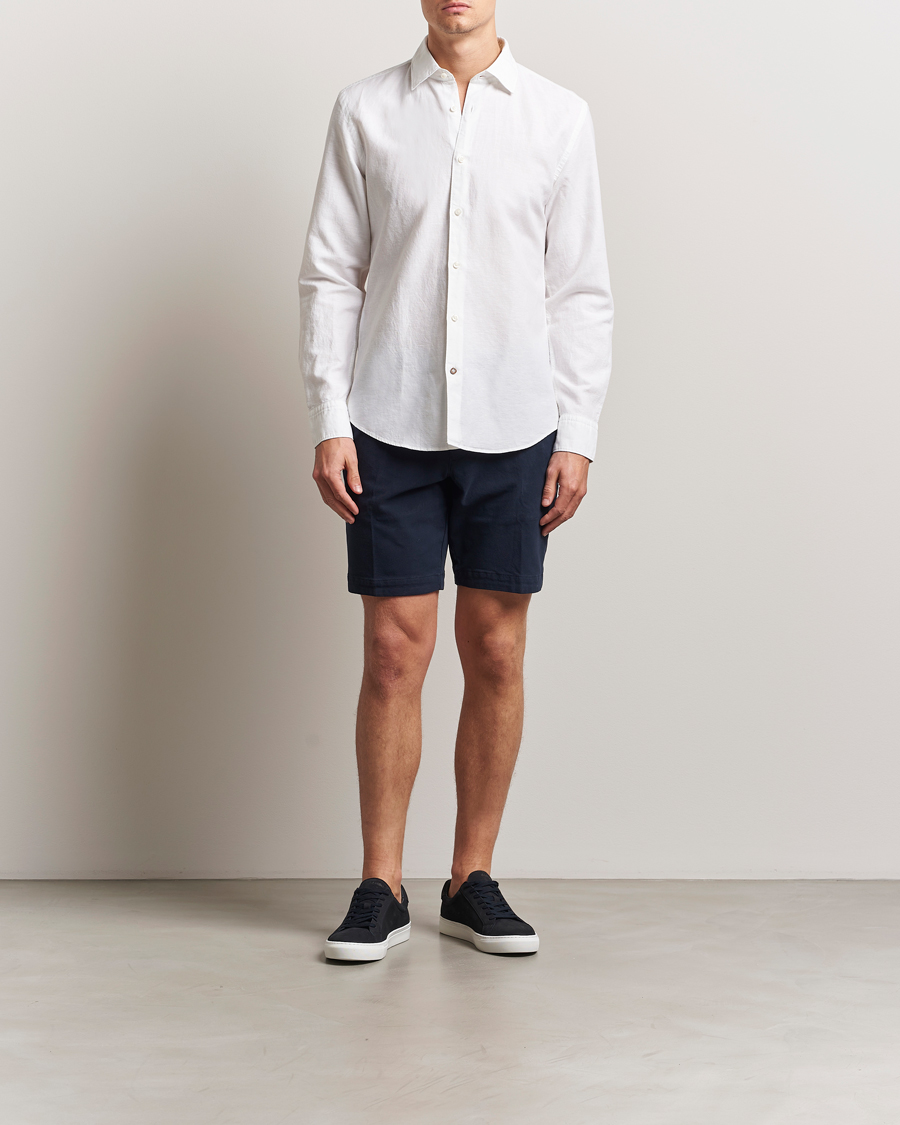 Men | Shorts | BOSS BLACK | Slice Structured Cotton Shorts Dark Blue