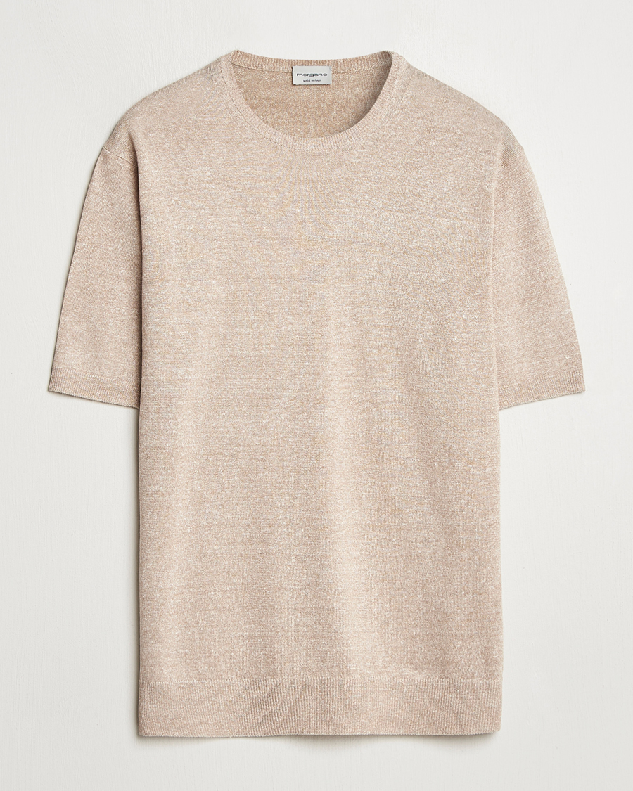 Men | T-Shirts | Morgano | Linen/Cotton T-Shirt Beige