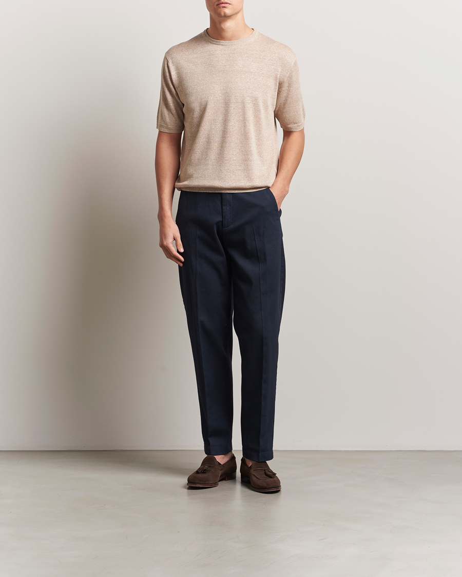Men | T-Shirts | Morgano | Linen/Cotton T-Shirt Beige