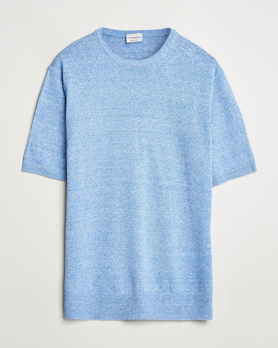 Men | T-Shirts | Morgano | Linen/Cotton T-Shirt Blue