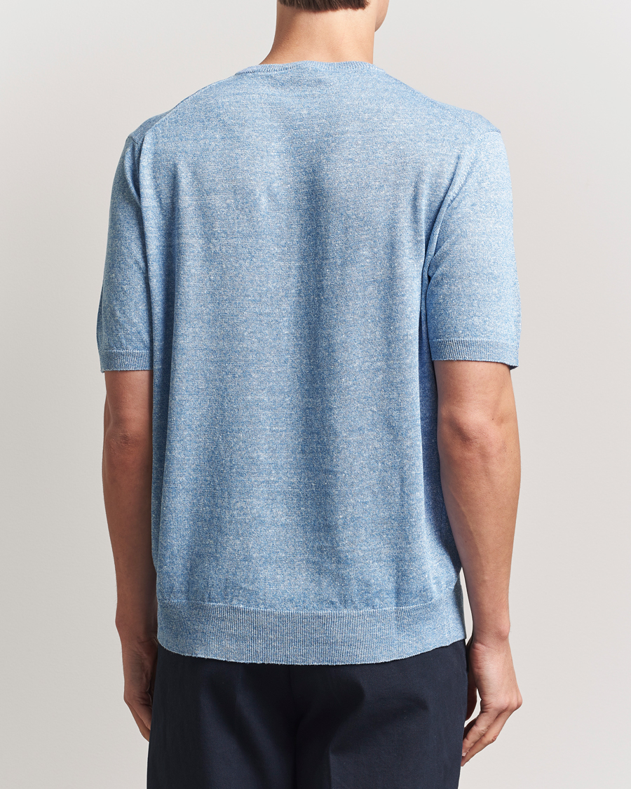 Men | T-Shirts | Morgano | Linen/Cotton T-Shirt Blue