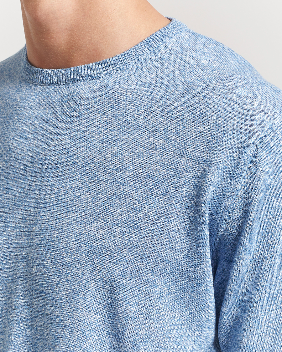 Men | T-Shirts | Morgano | Linen/Cotton T-Shirt Blue