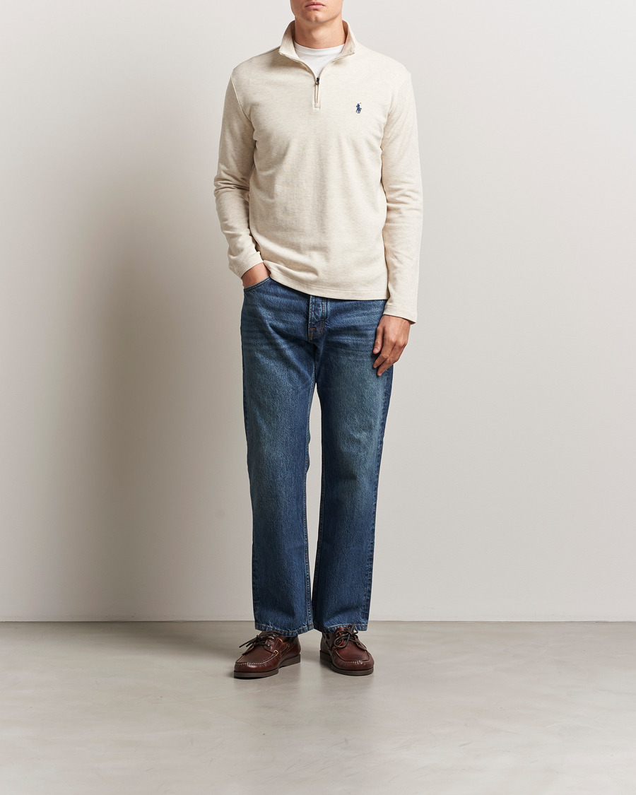 Men | Sweaters & Knitwear | Polo Ralph Lauren | Cotton/Nylon Half Zip Chalk Heather