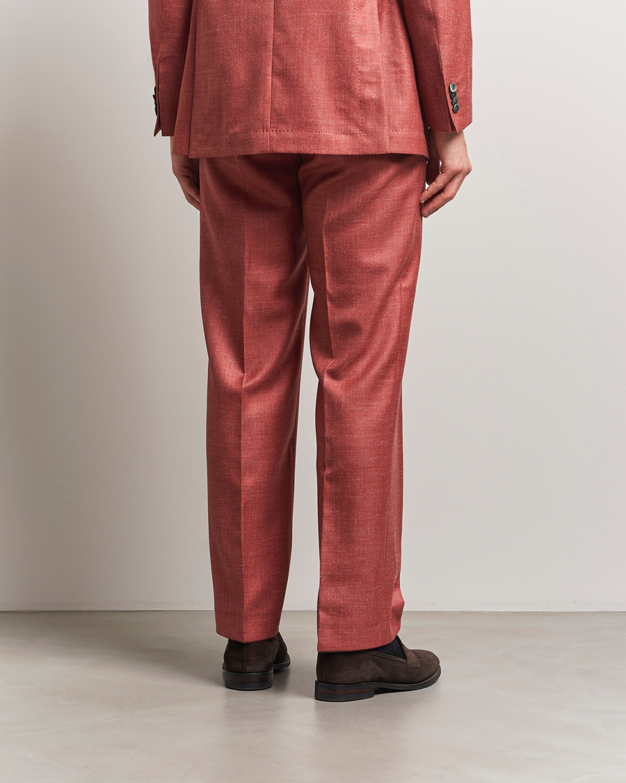 Men | Trousers | Oscar Jacobson | Del S Wool/Silk/Linen Trousers Red